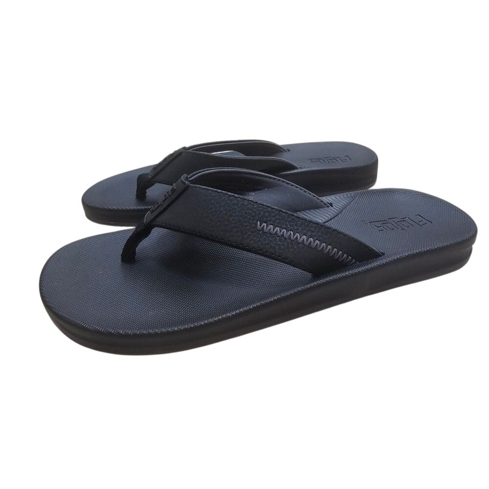 New Men's Flojos Black Flip Flops 9
